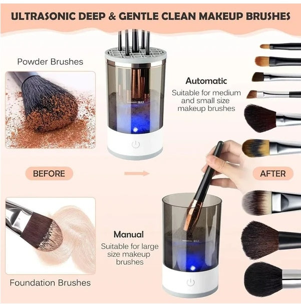 Limpiador Eléctrico Automático para Brochas de Maquillaje - ¡Brochas limpias en 30 segundos!