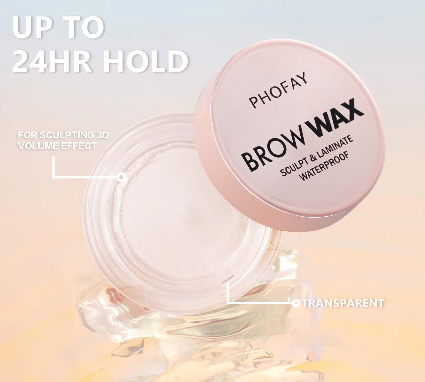 PHOFAY Brow Wax – Fijación de Hasta 24 Horas | Efecto Volumen 3D | Cera Transparente para Cejas