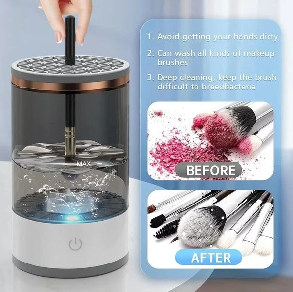 Limpiador Eléctrico Automático para Brochas de Maquillaje - ¡Brochas limpias en 30 segundos!