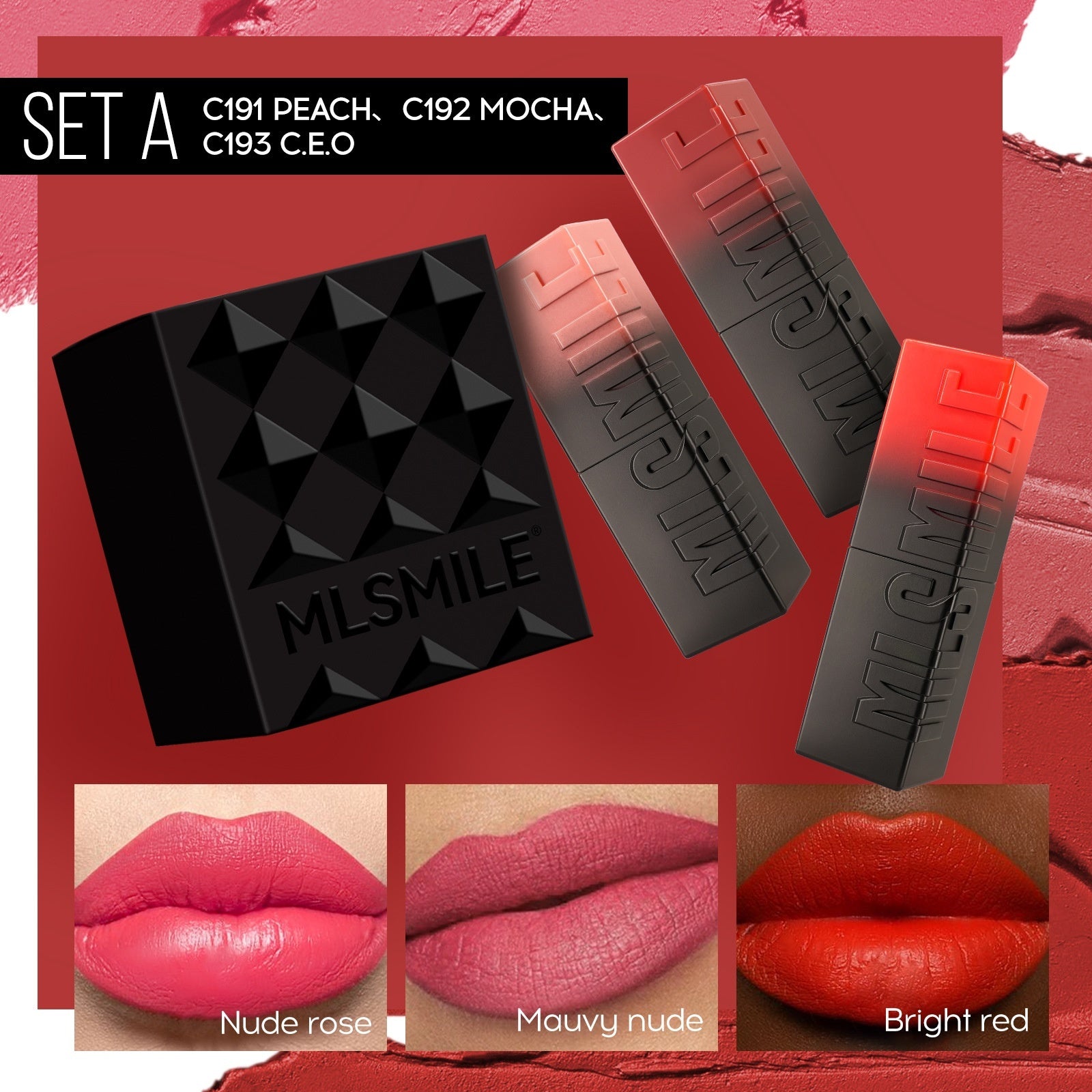 LÁPIZ LABIAL MLSMILE - SET DE 3 Labios Perfectos en 10 Segundos – Sin Retoques, Sin Complicaciones