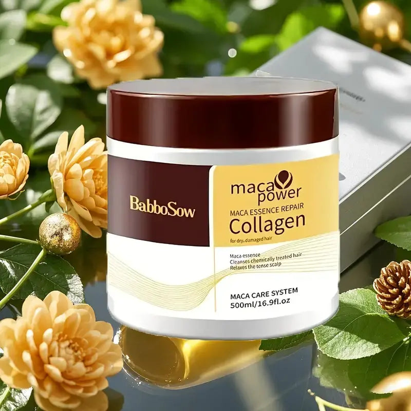 BabboSow Maca Power Collagen – Mascarilla Reparadora para Cabello Seco y Dañado
